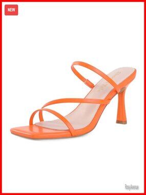 Strappy Mule Heels Square Peep Toe Stiletto Sandals Leather